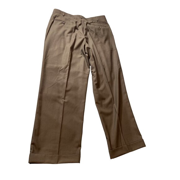 George Mens Dress Pants 36in 30in Brown Pleated Front Cuffed Leg Preppy Corpcore - Picture 3 of 9